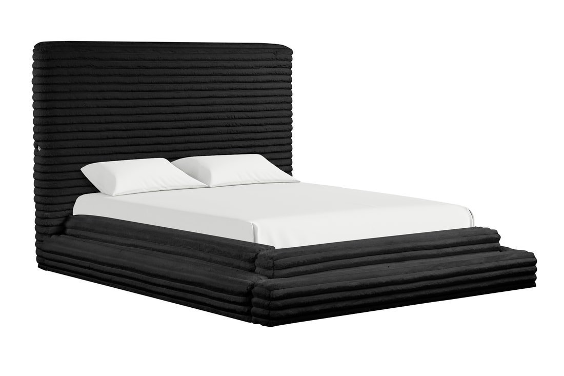 Mariah Black Platform Bed - Queen, King
