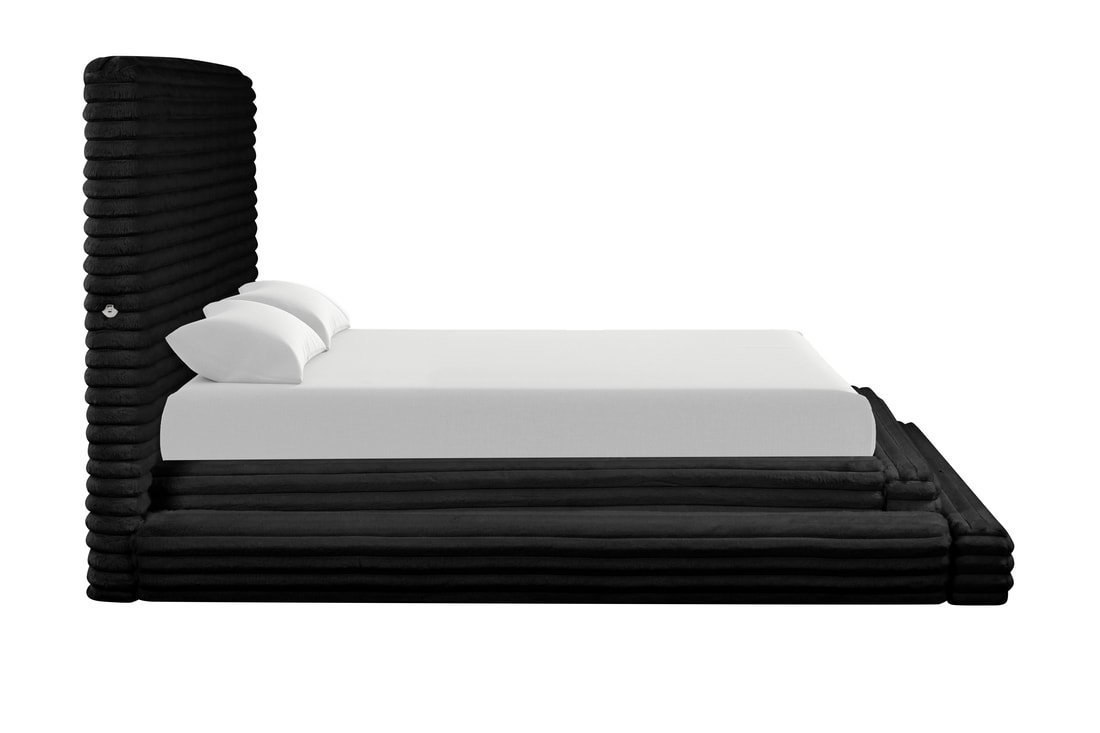 Mariah Black Platform Bed - Queen, King