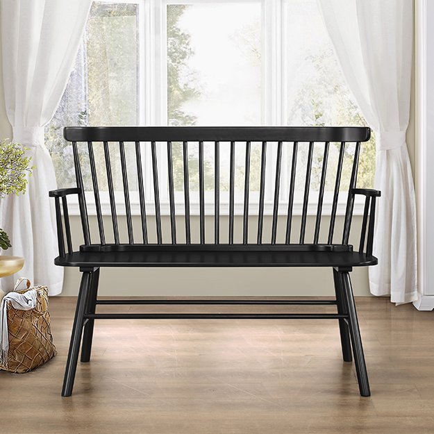 4185-BENCH-BK JERIMIAH SPINDLEBACK BENCH BLACK