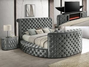 5212GY VOLTARE FIREPLACE/TV LIFT BED GREY