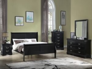 SETB3950 LOUIS PHILIP BLACK BEDROOM GROUP