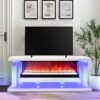 A87 TV STAND W/FIREPLACE 71" (WHITE)