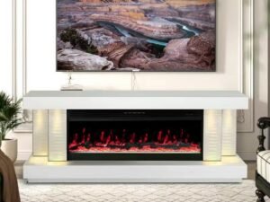 A91 TV STAND W/FIREPLACE (WHITE)