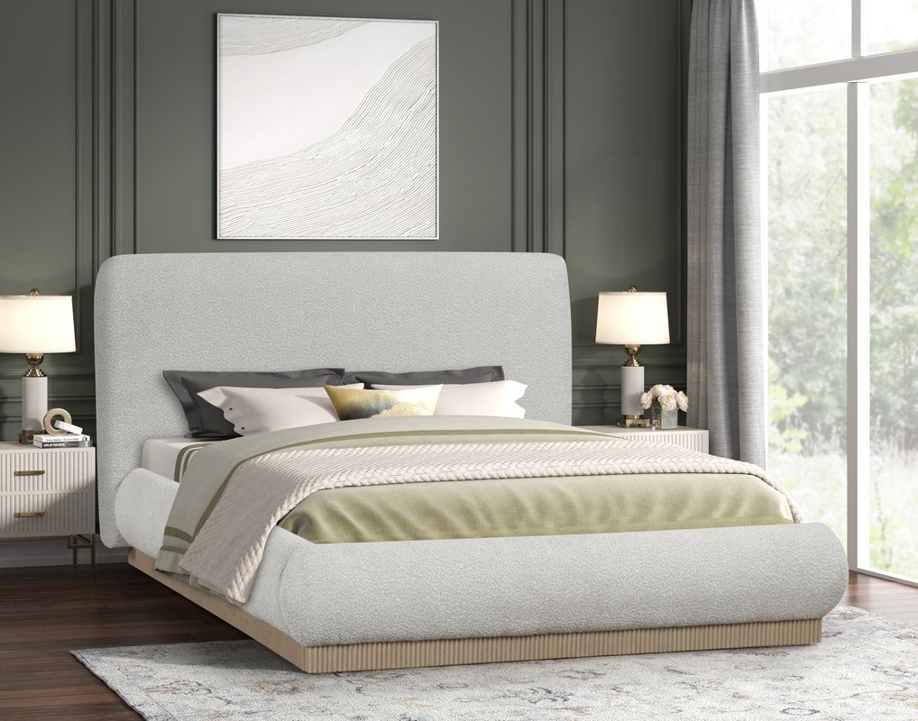 Annie Beige Platform Bed - Queen, King