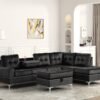 Anserra Black Reversible Sectional + Ottoman Set