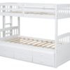 BB41 TWIN/TWIN Bunk Bed w/Twin Trundle + 3 Drawers White