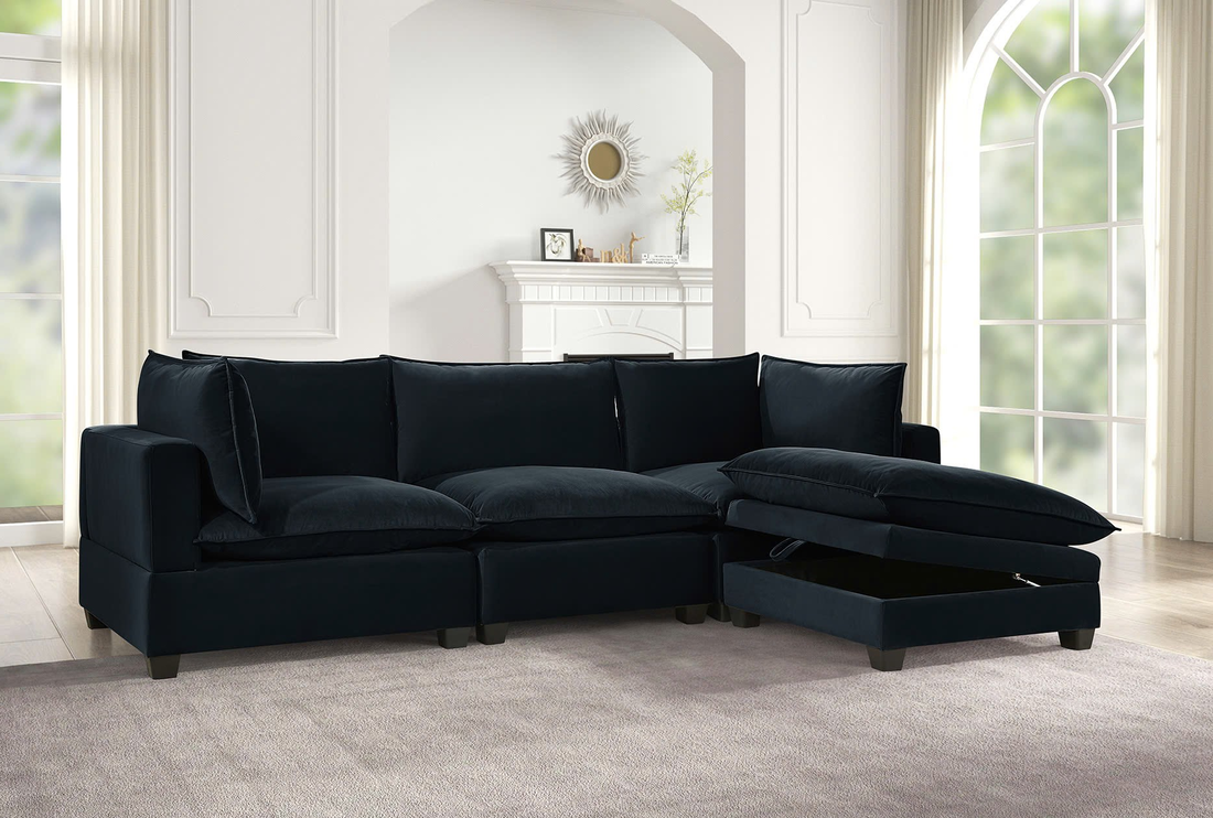 clooud-black-velvet.png Cloud2 Black Velvet Modular Sectional