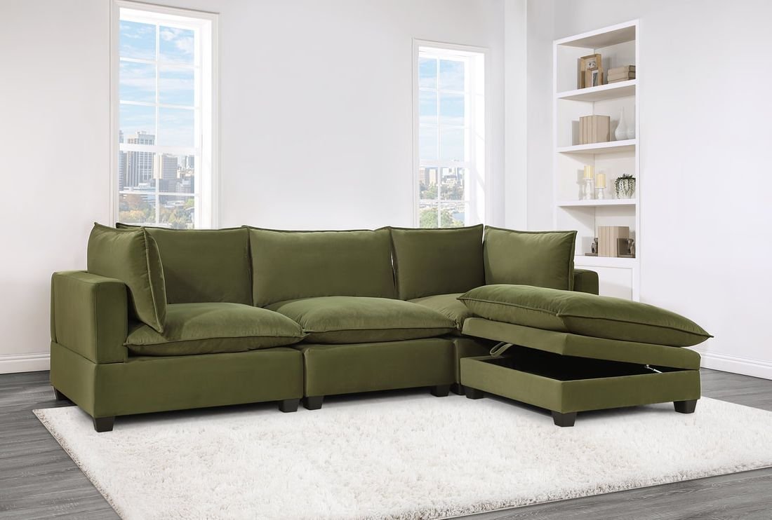 cloud-2-olive-1.jpg Cloud2 Olive Velvet Modular Sectional