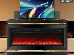A93 TV STAND W/FIREPLACE (BLACK)