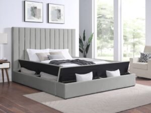 France Grey Platform Bed - Queen, King