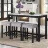 Gloria Grey - Pub Table + 3 Chair Set