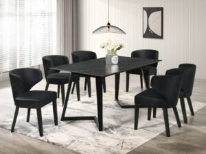 Hamilton ONYX Black Dining Table + 6 Chair Set