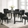 Hamilton ONYX PU Black Dining Table + 6 Chair Set
