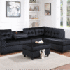 20Heights Reversible Sectional + Ottoman - Black Velvet