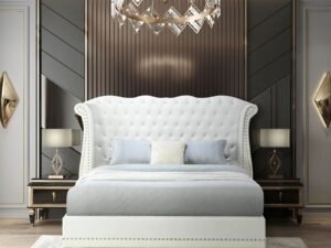 Luxor White Platform Bed - Queen, King