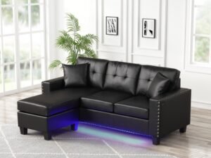 Messi Black PU - Reversible Sectional