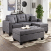 Naomi Grey Linen - Reversible Sectional & Ottoman