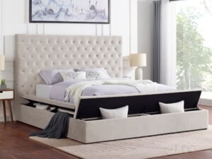 Paris Beige Platform Bed - Queen, King