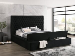 Paris Black Platform Bed Queen, King