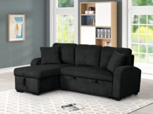 Silvia Black - Reversible Sectional With Pull-Out Bed