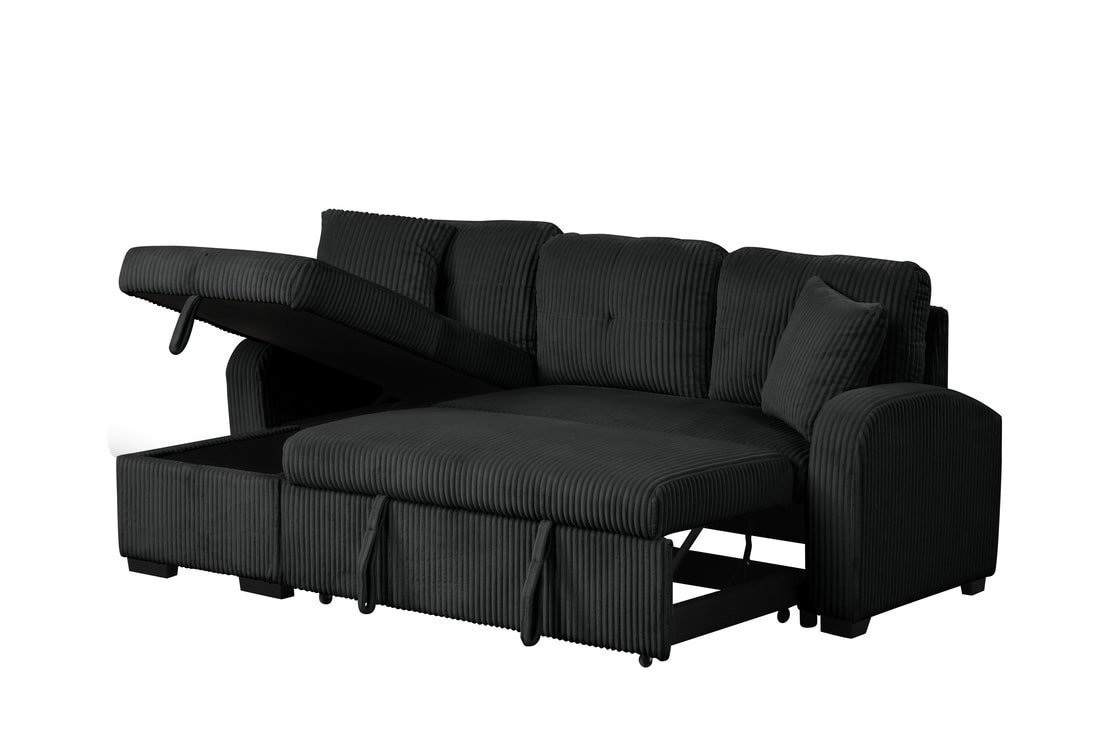 silvia-black-7_orig.jpg Silvia Black - Reversible Sectional With Pull-Out Bed