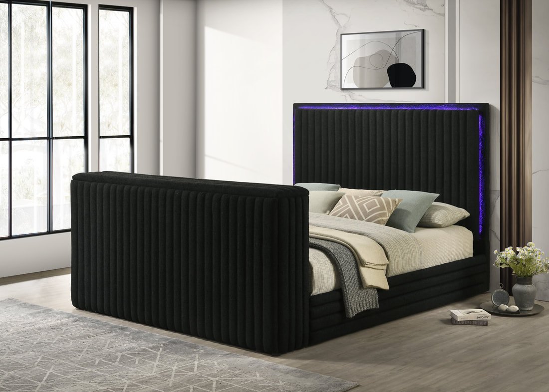Villa Black Platform Bed - Queen, King