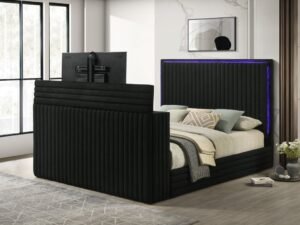 Villa Black Platform Bed - Queen, King